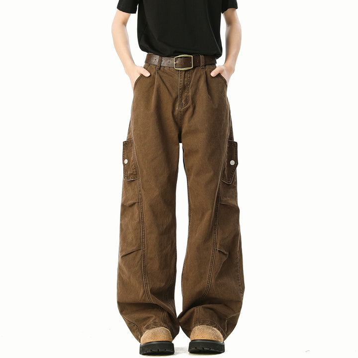 سروال كاجوال واسع الساقين مغسول