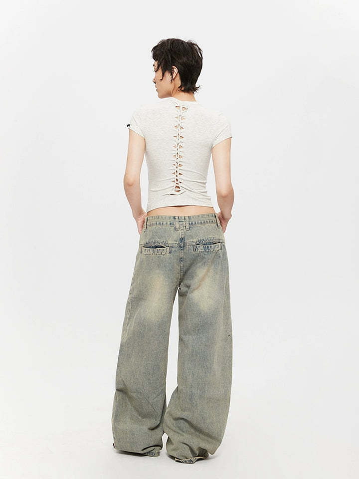 Short Sleeve Hollow Back Slim Turtleneck