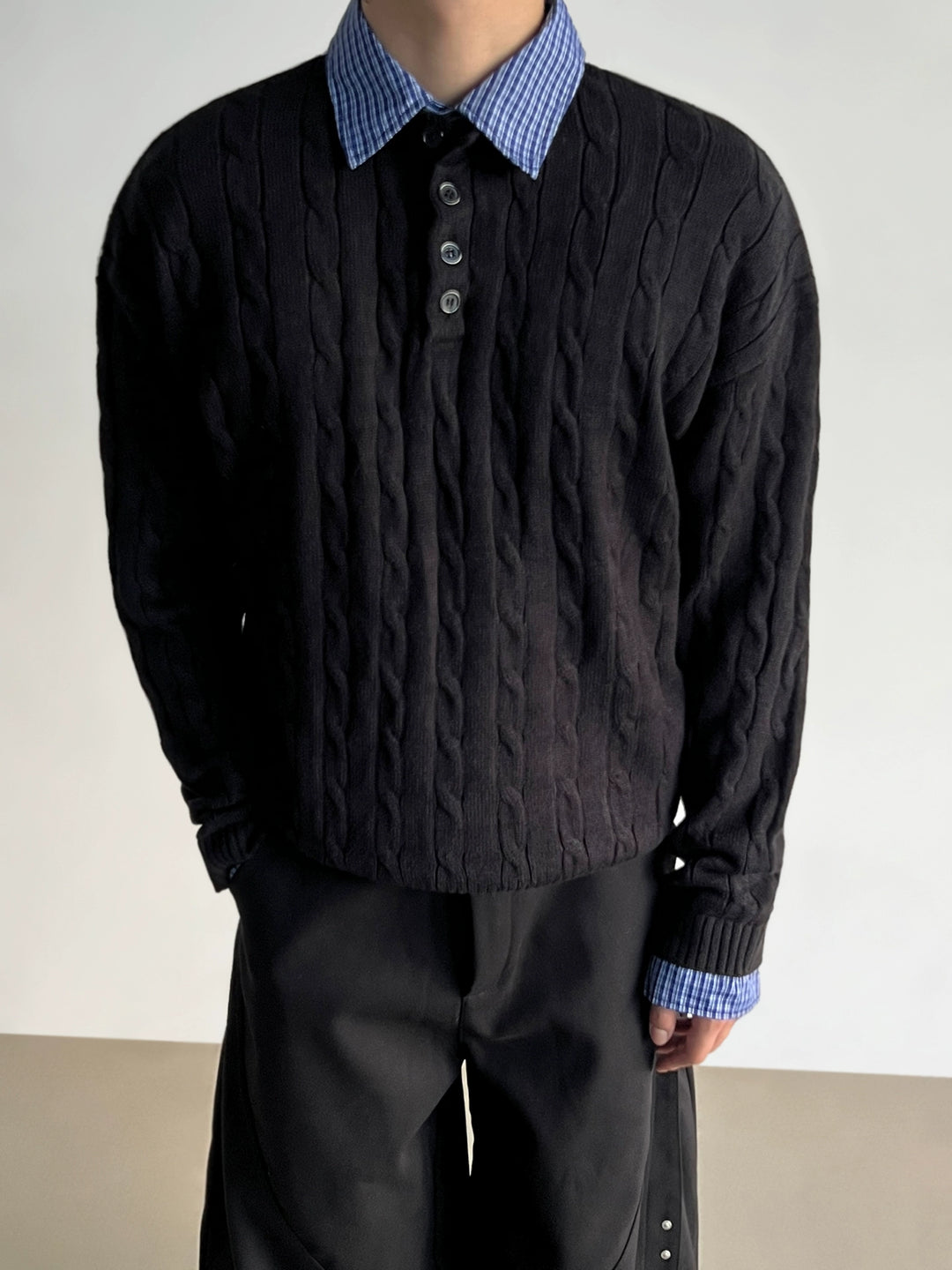 Retro Knit Spliced Sweater