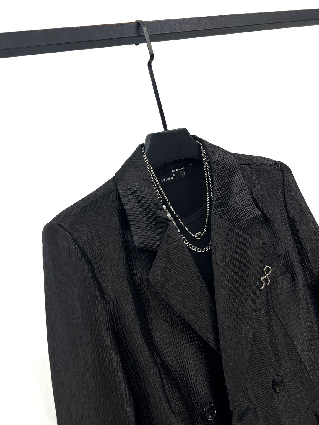 Double-Breasted Pleated Casual Suit Jacket