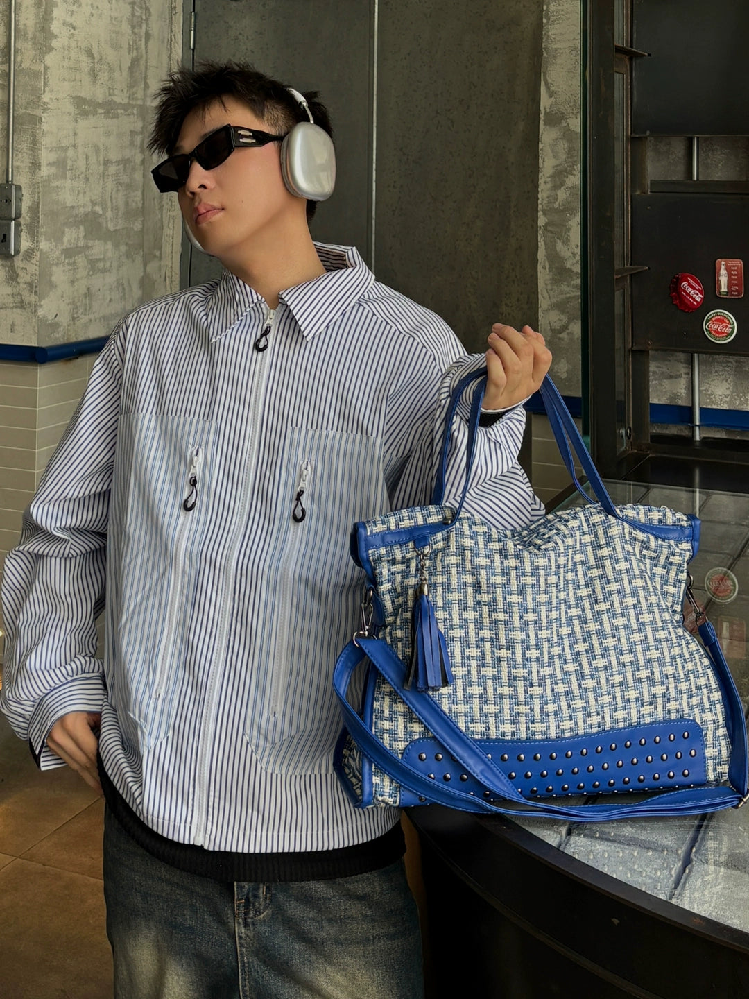 Rivet Messenger Tote Bag