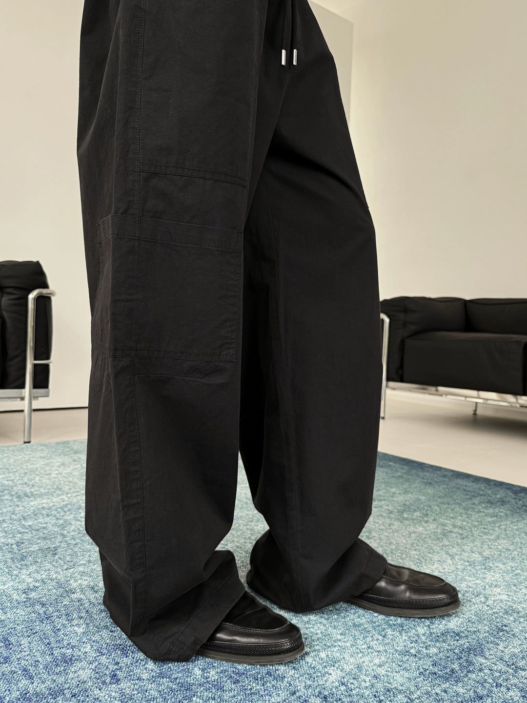 Multi-pocket Drawstring Loose Wide-leg Pants