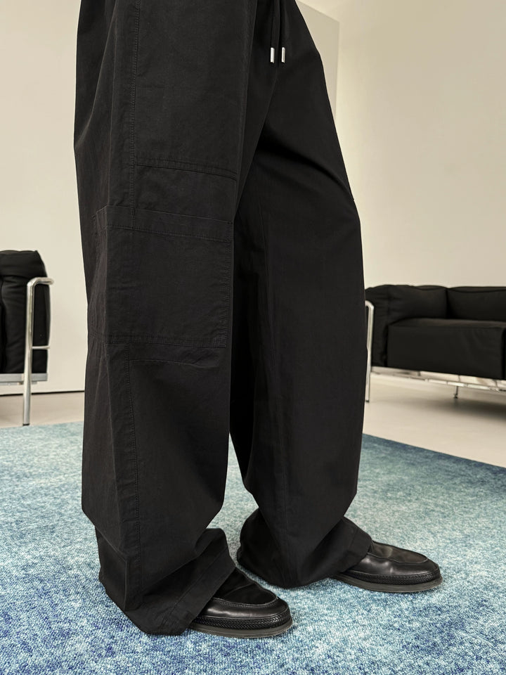 Multi-pocket Drawstring Loose Wide-leg Pants