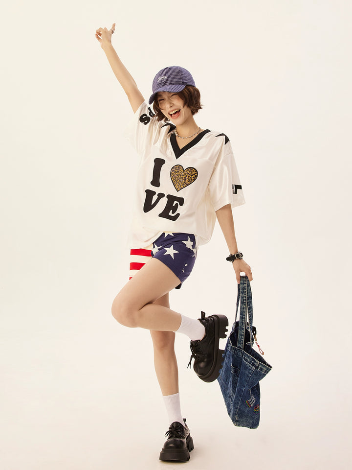 Leopard Love Letter Jersey Short Sleeve Shirt