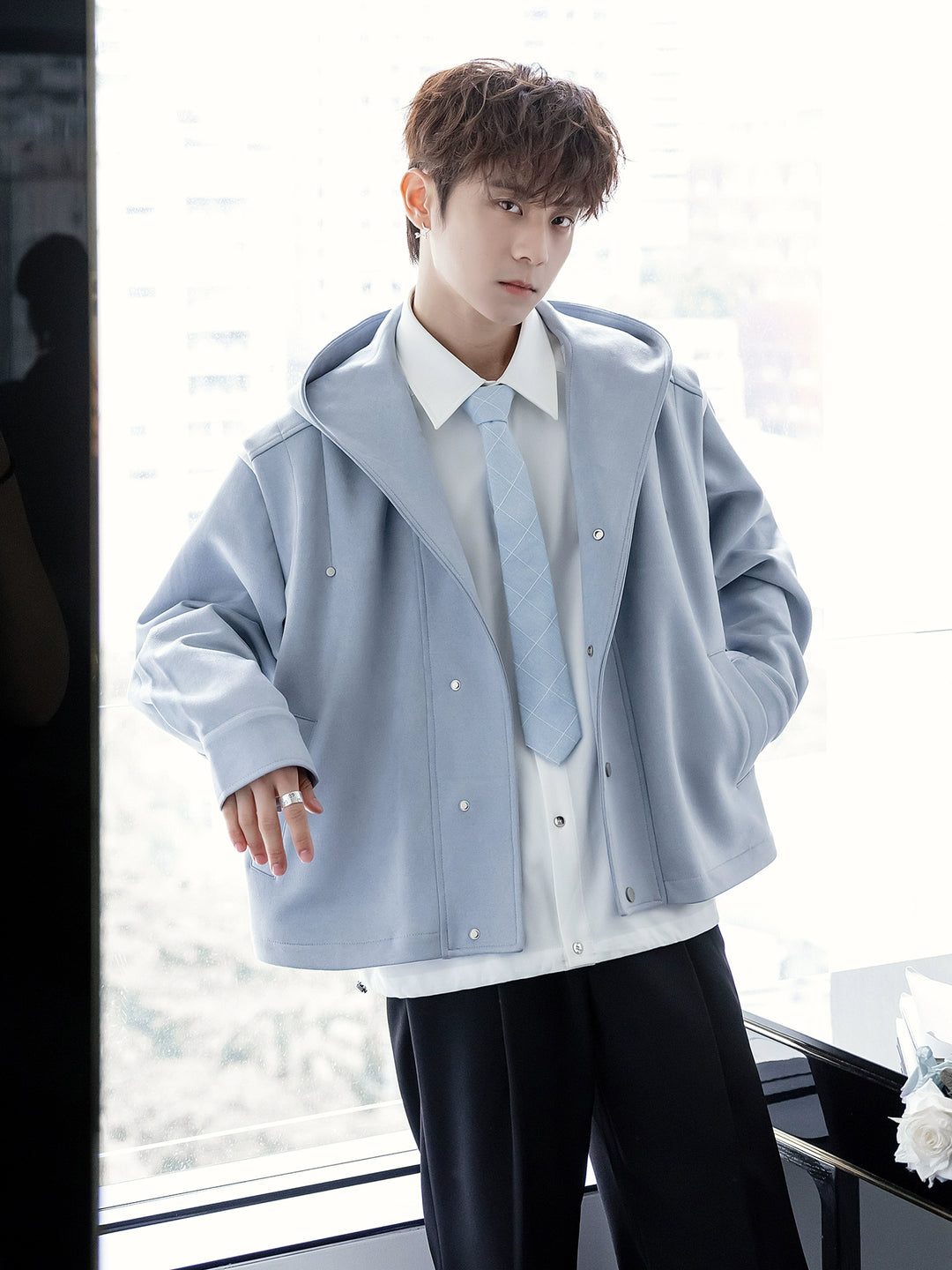 Suede Hooded Two-piece Jacket