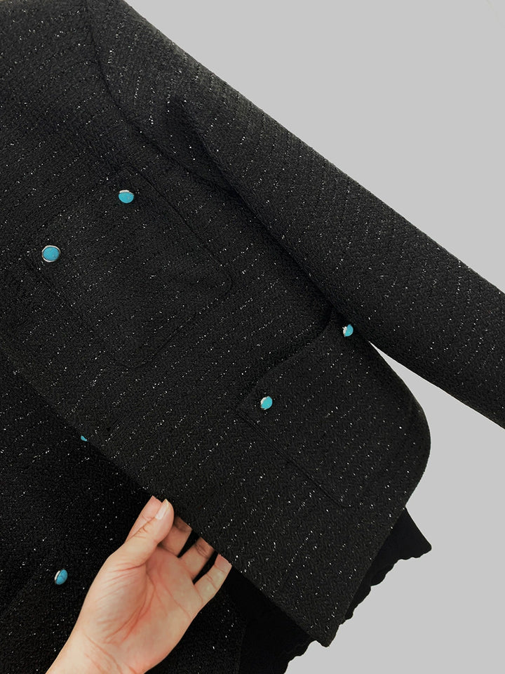 Round Neck Single-Breasted Short Jacket