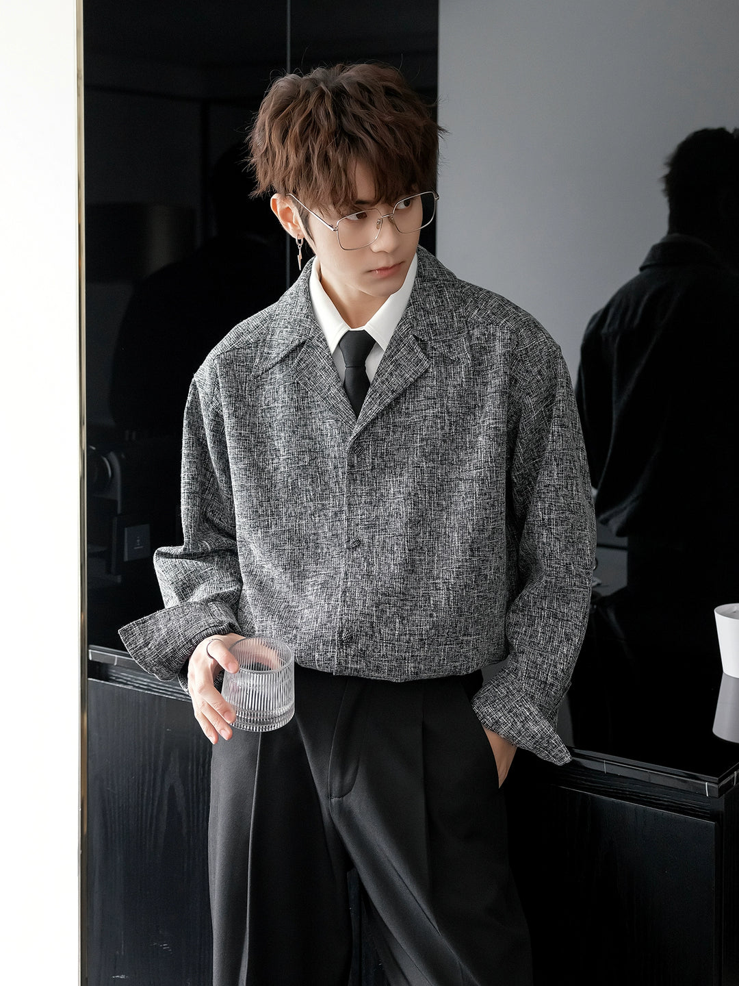 Cuban Collar Two-Piece Shirt