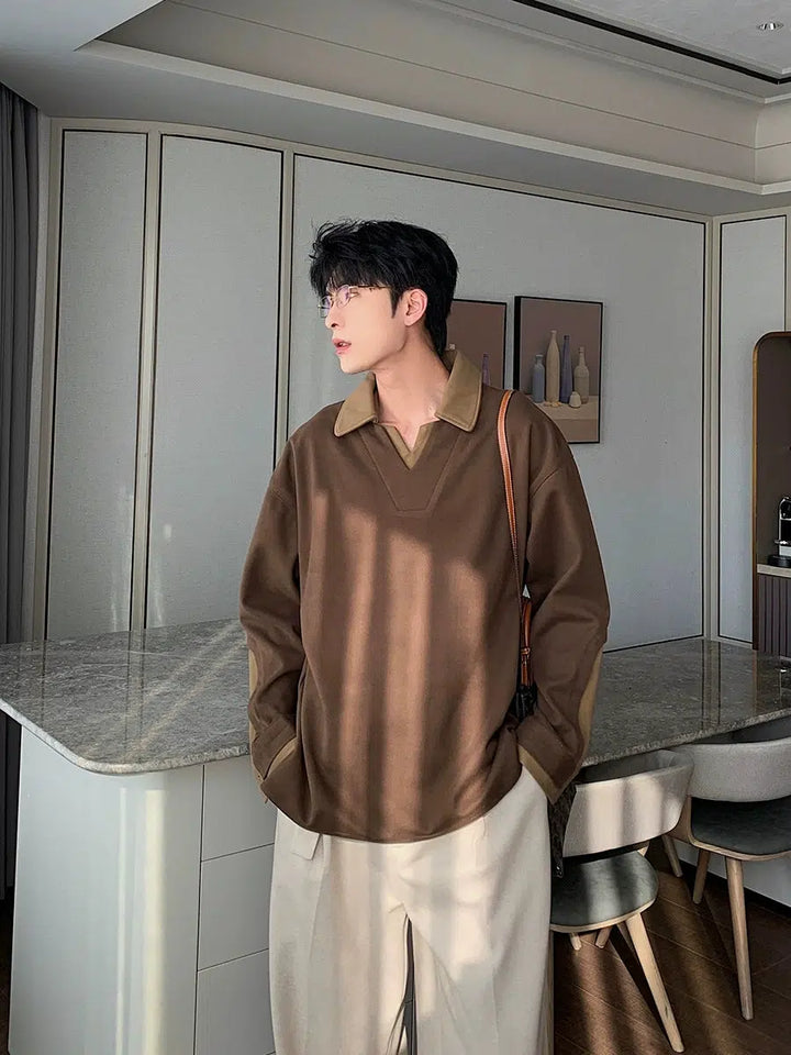 Lapel Long-sleeved Two-piece Pullover