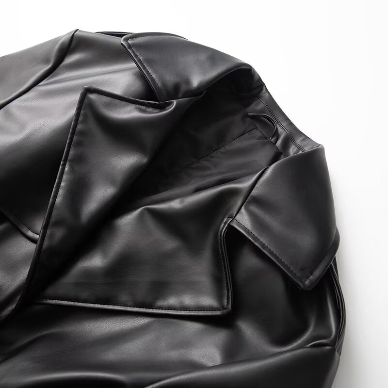 Long Leather Trench Coat