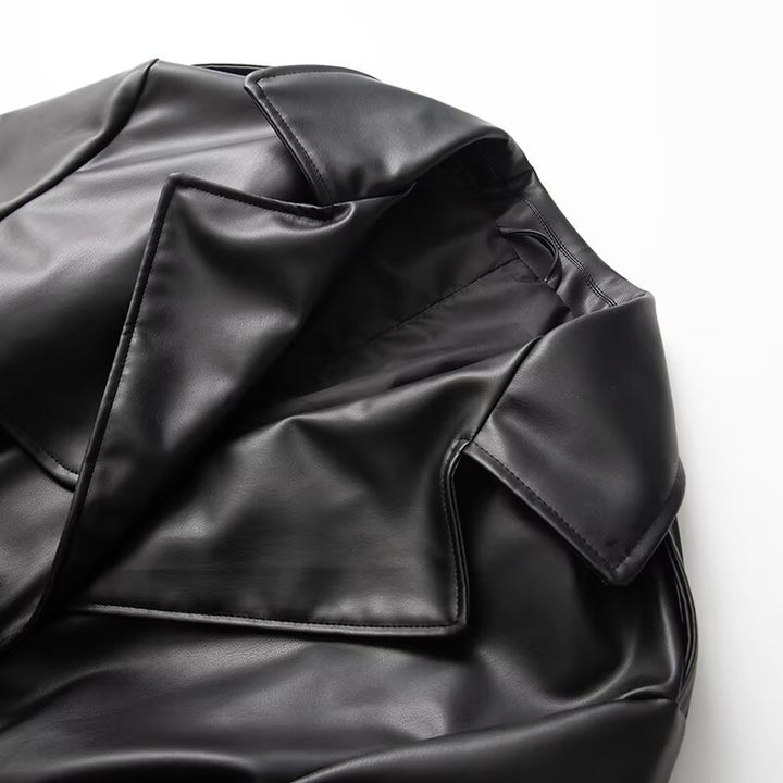 Long Leather Trench Coat