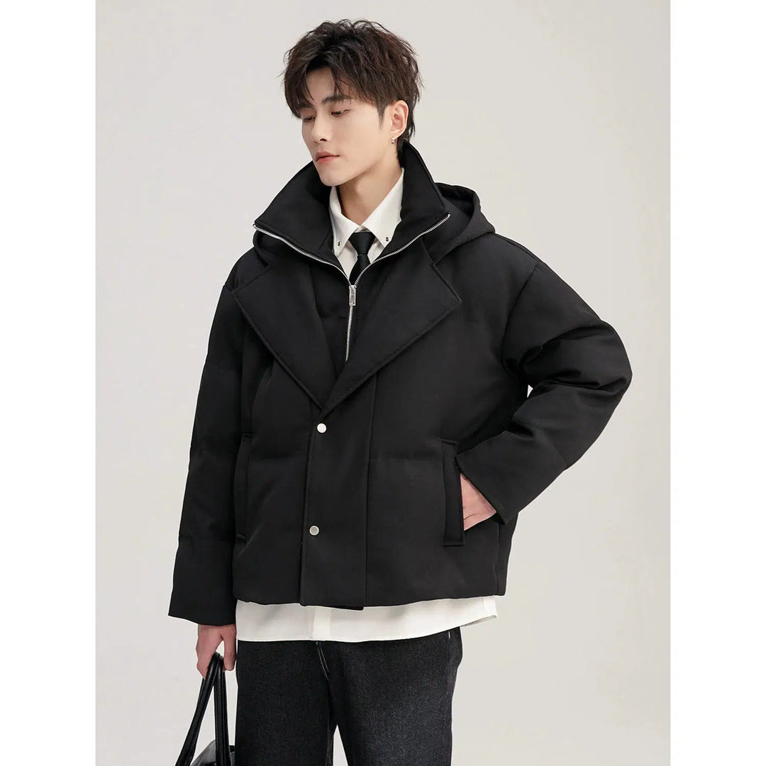 High Collar Lined Hooded Jacket