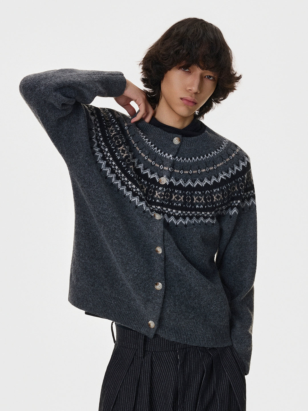 Fair Isle Knit Button Sweater