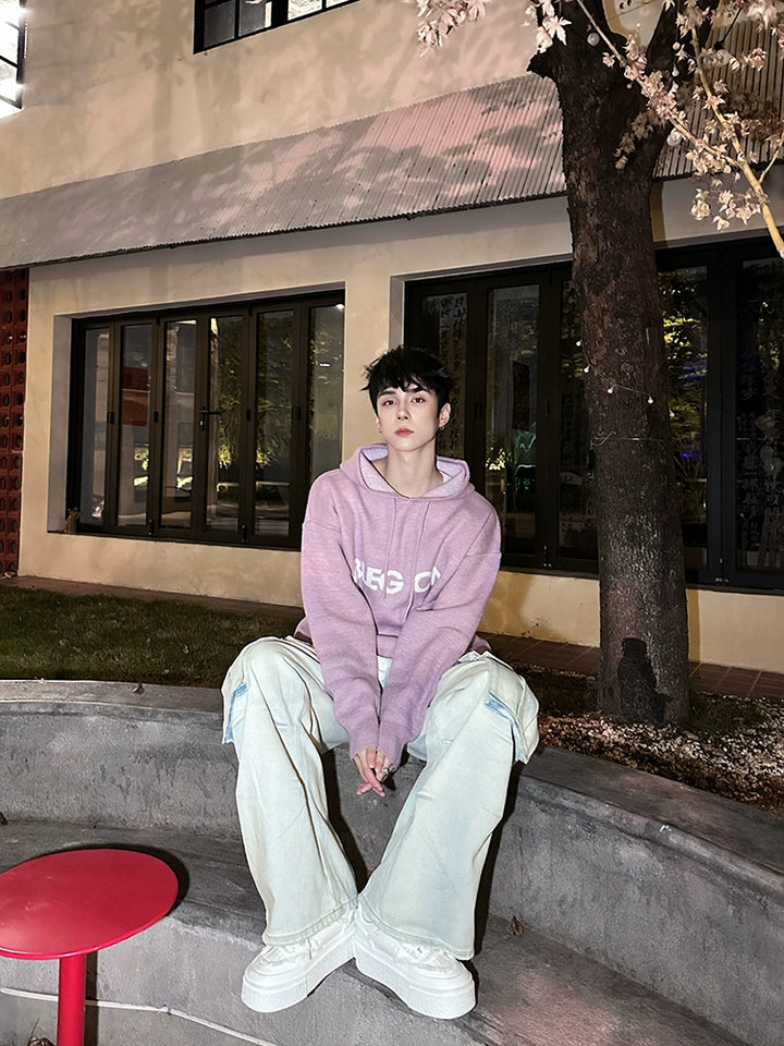 Loose Fit Knit Hooded Pullover Sweater