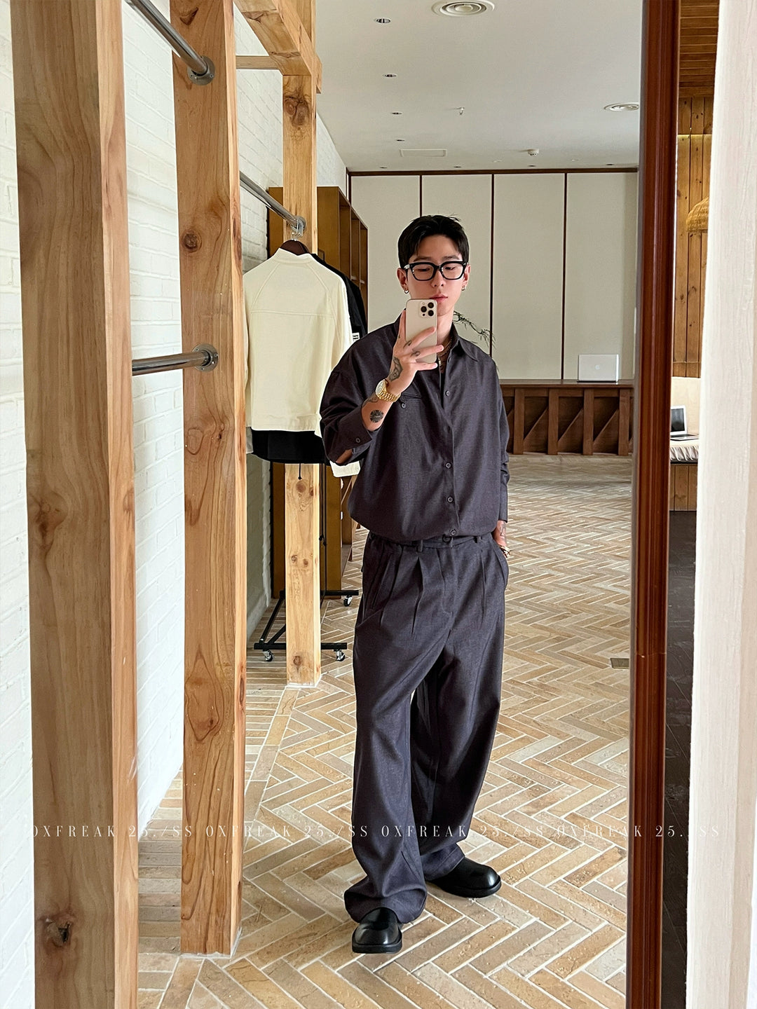 Pleated Wool Blend Casual Pants