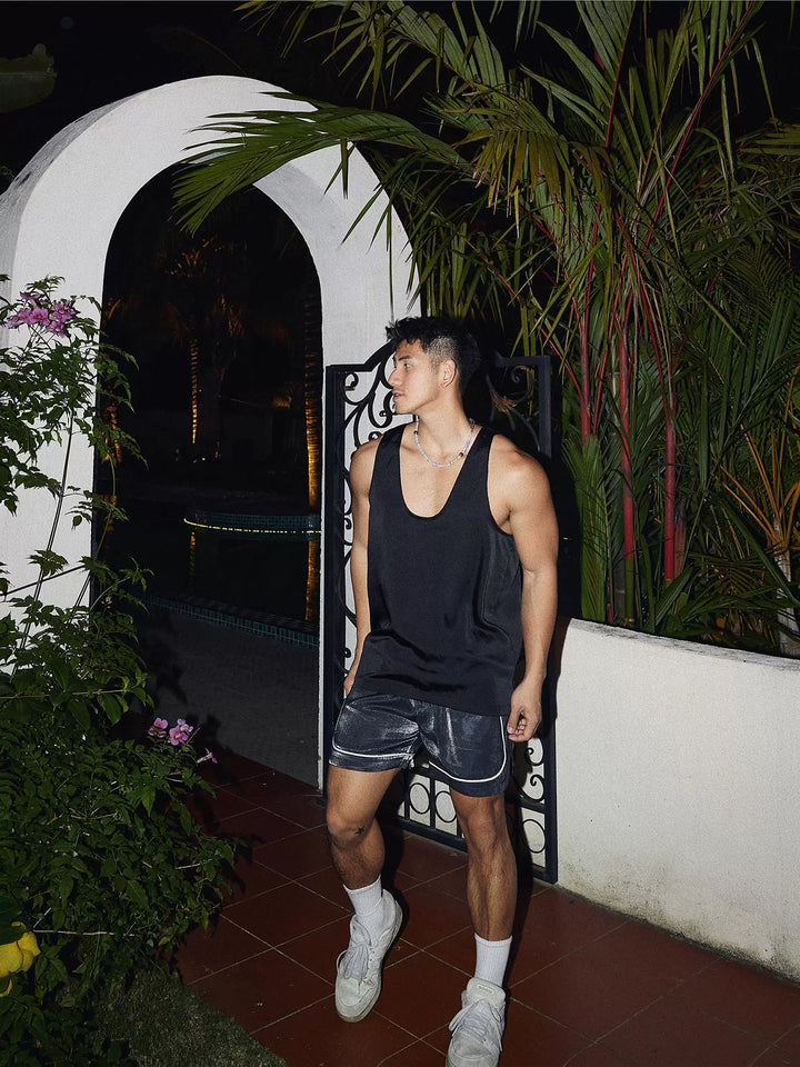 Satin Deep U-Neck Sports Vest