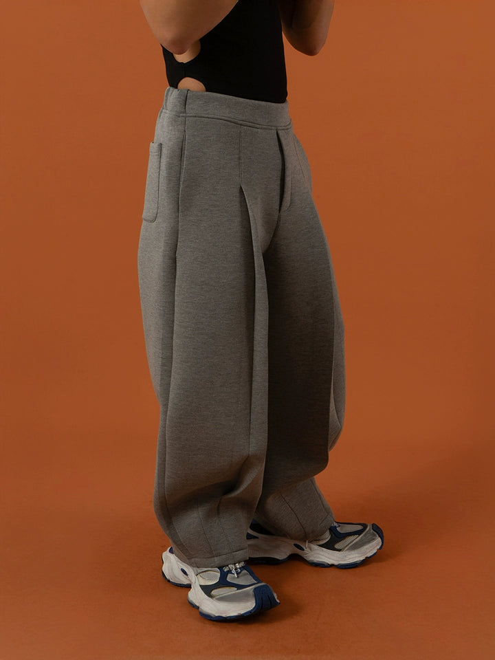 Elastic Waist Pleated Wide Leg Pants