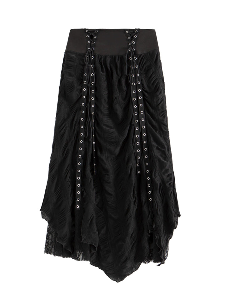 Lace Mesh High Waist A-Line Skirt