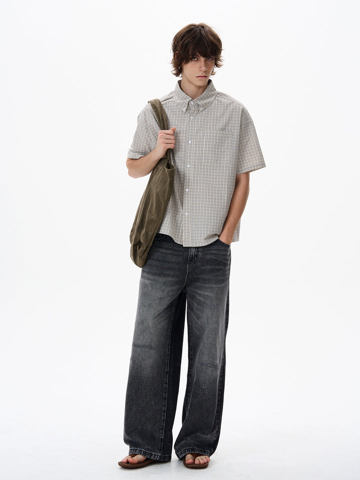 Plaid Short Sleeve Button-Up Shirt