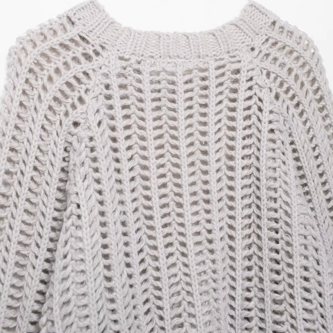 سُترة طويلة الأكمام مع حزام جانبي محبوك