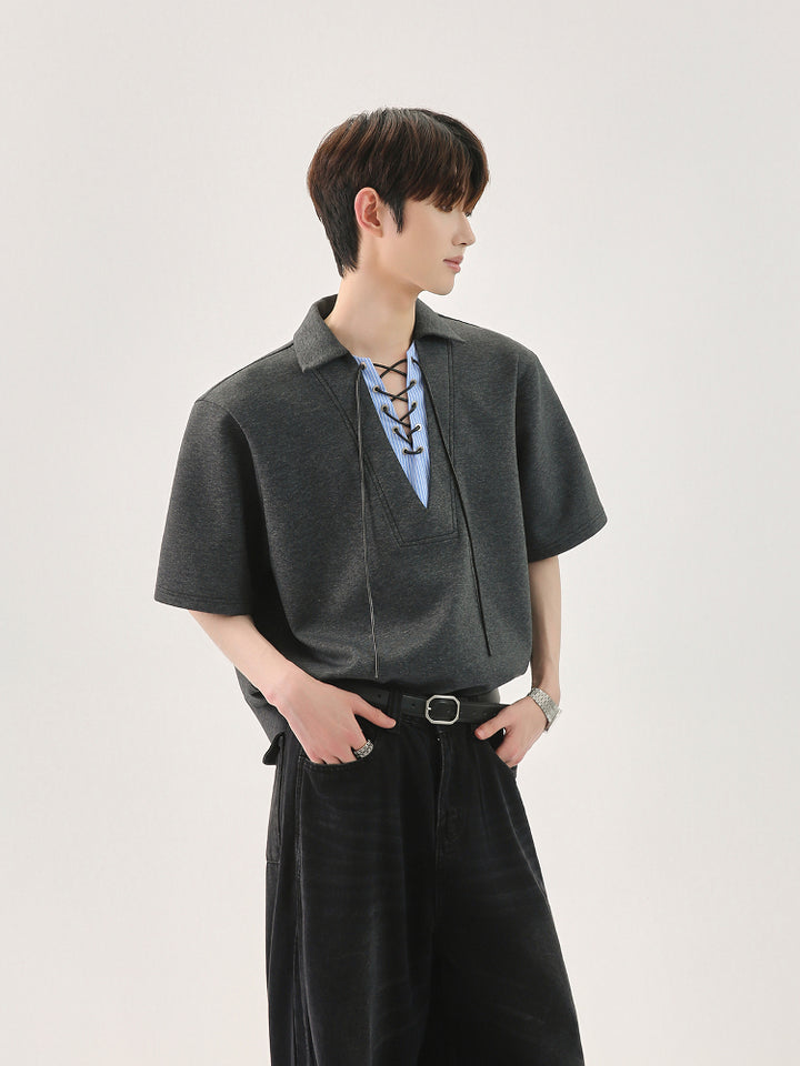 Retro Kant V-Hals Mannen's Pullover