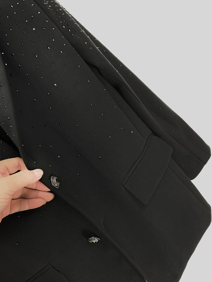 Studded Casual Suit Jacket with Shoulder Pads