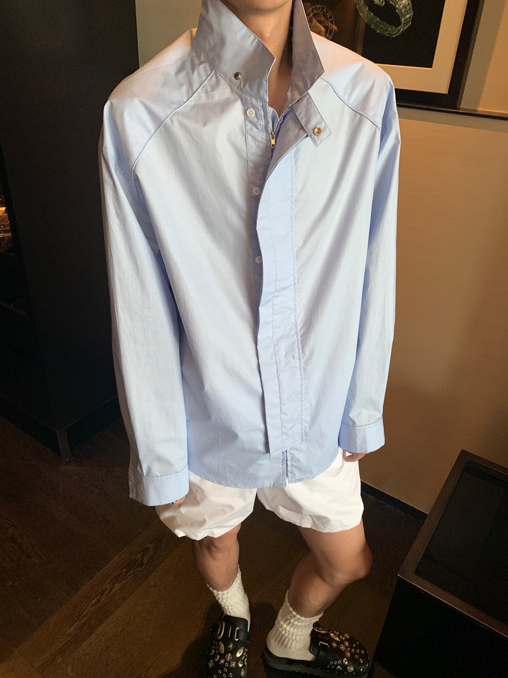 Chaqueta de camisa de papel con cuello de pie