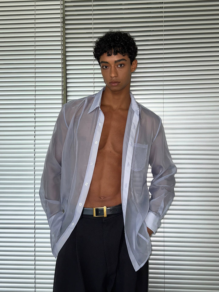 Sheer Long Sleeve Loose Fit Shirt