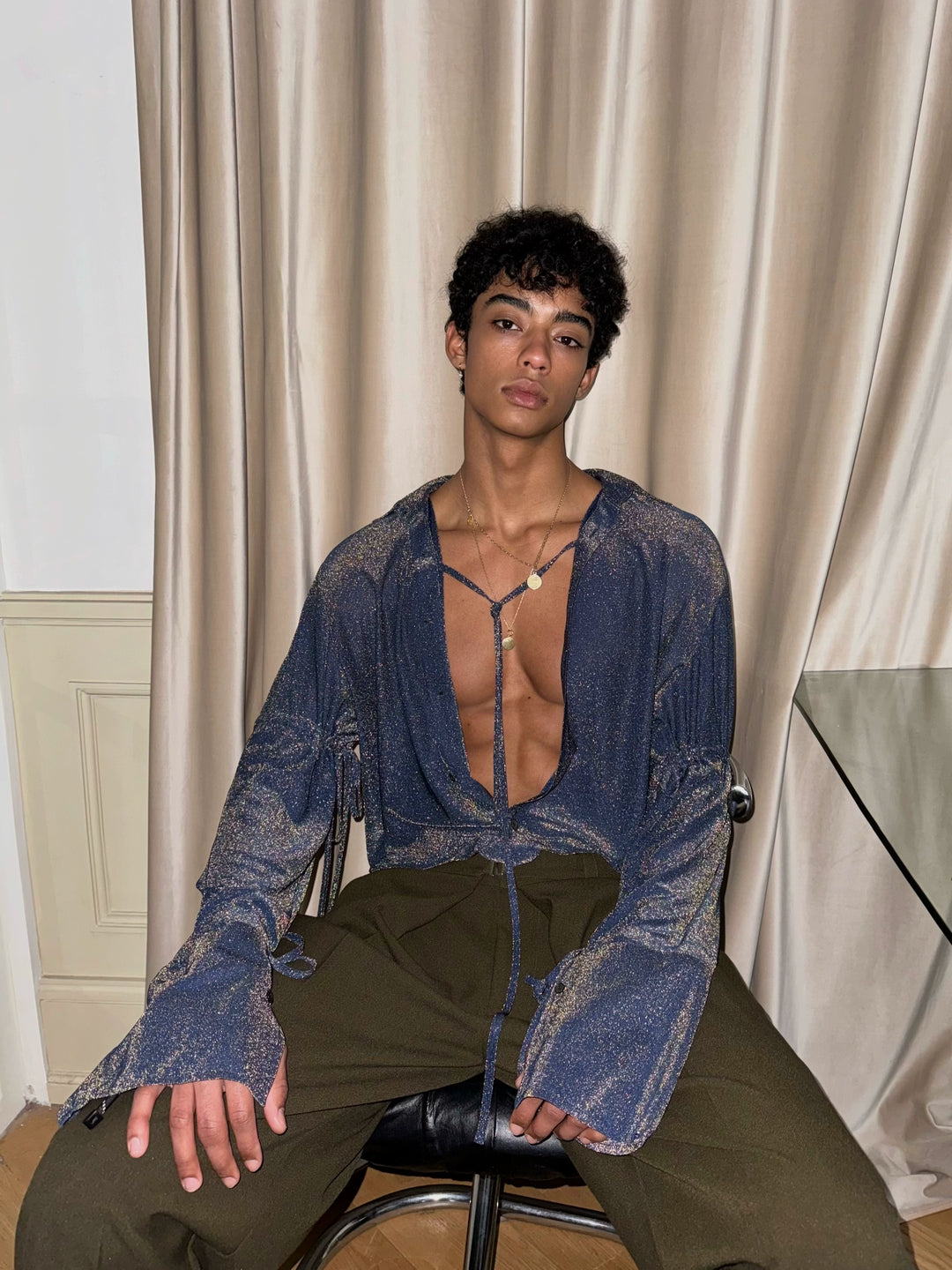 Sparkling Lightweight Loose Fit Long Sleeve Shirt