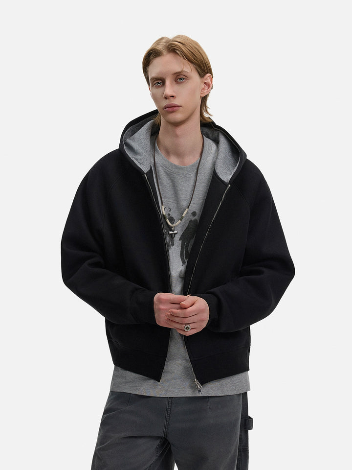 Tung bomulds zip-up hættetrøje