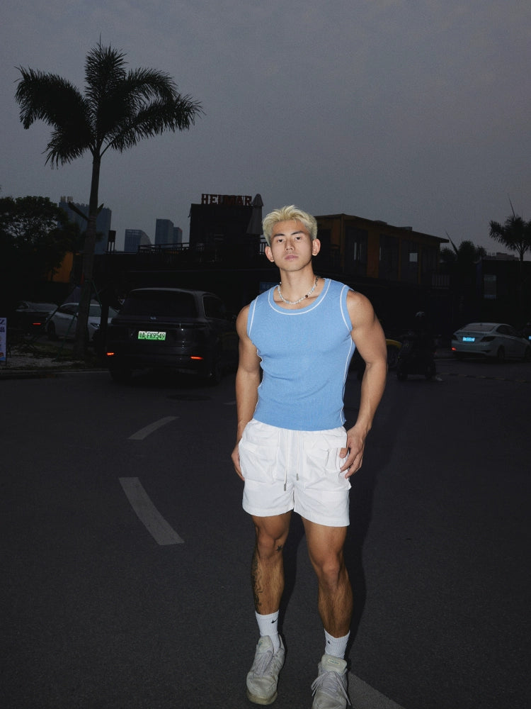 Slim Fit Contrast Trim Casual Vest