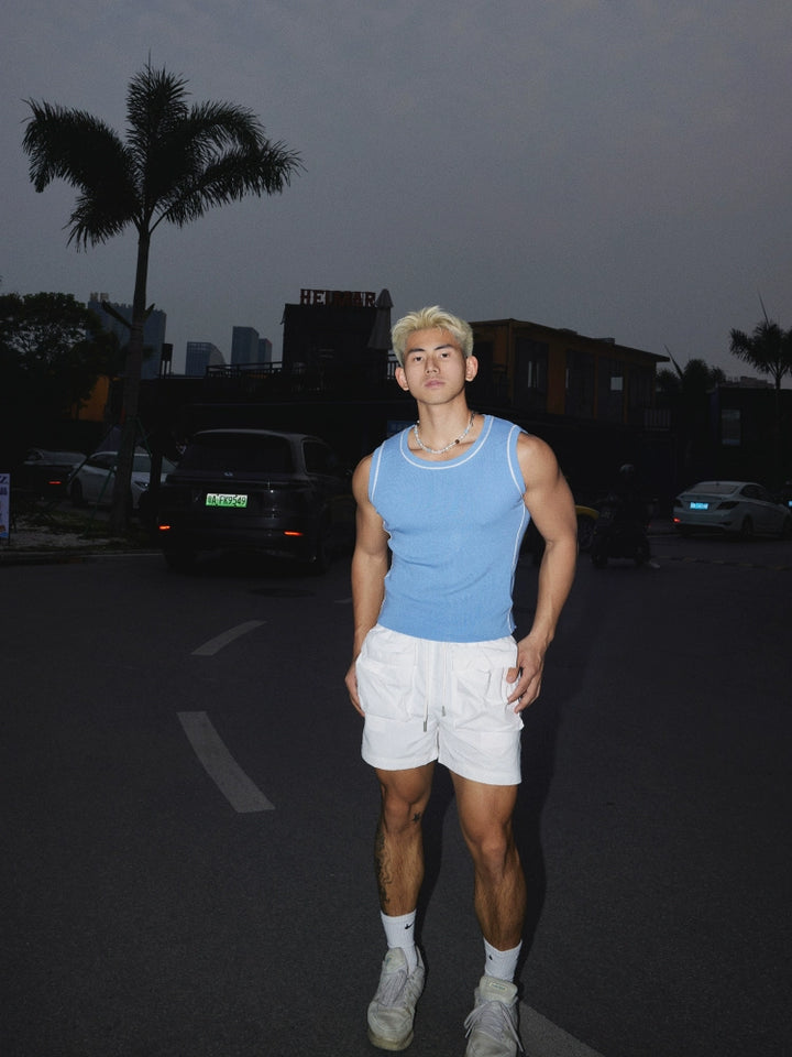 Slim Fit Contrast Trim Casual Vest