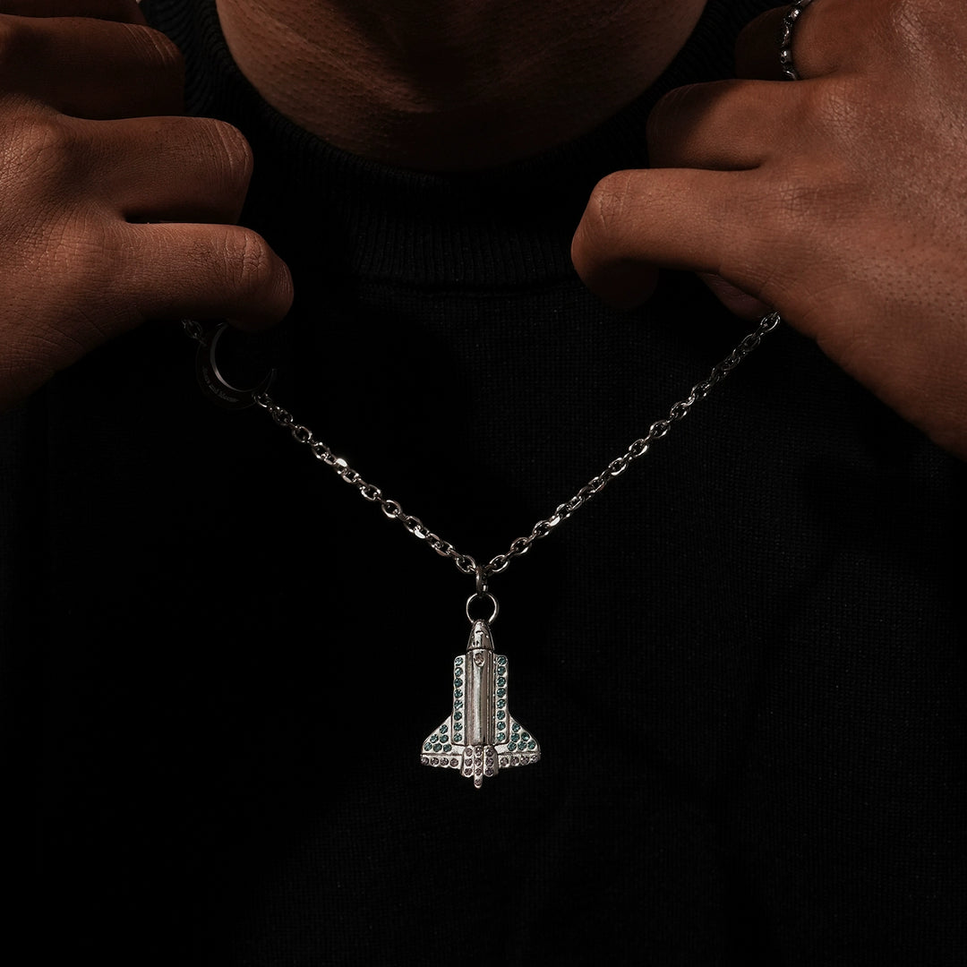 Moon Spaceship Pendant Layered Necklace
