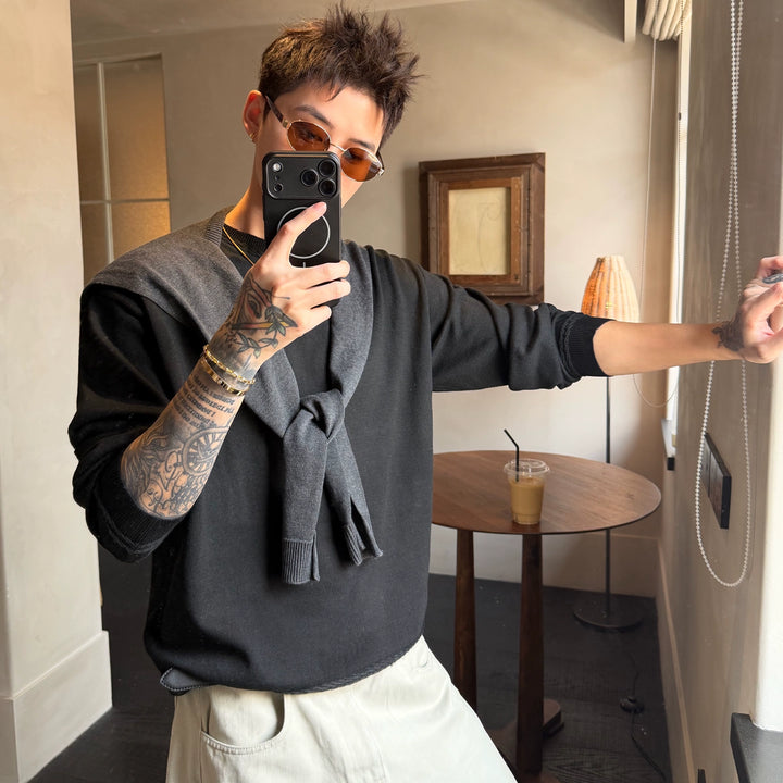 Losse pasvorm lange mouwen pullover trui