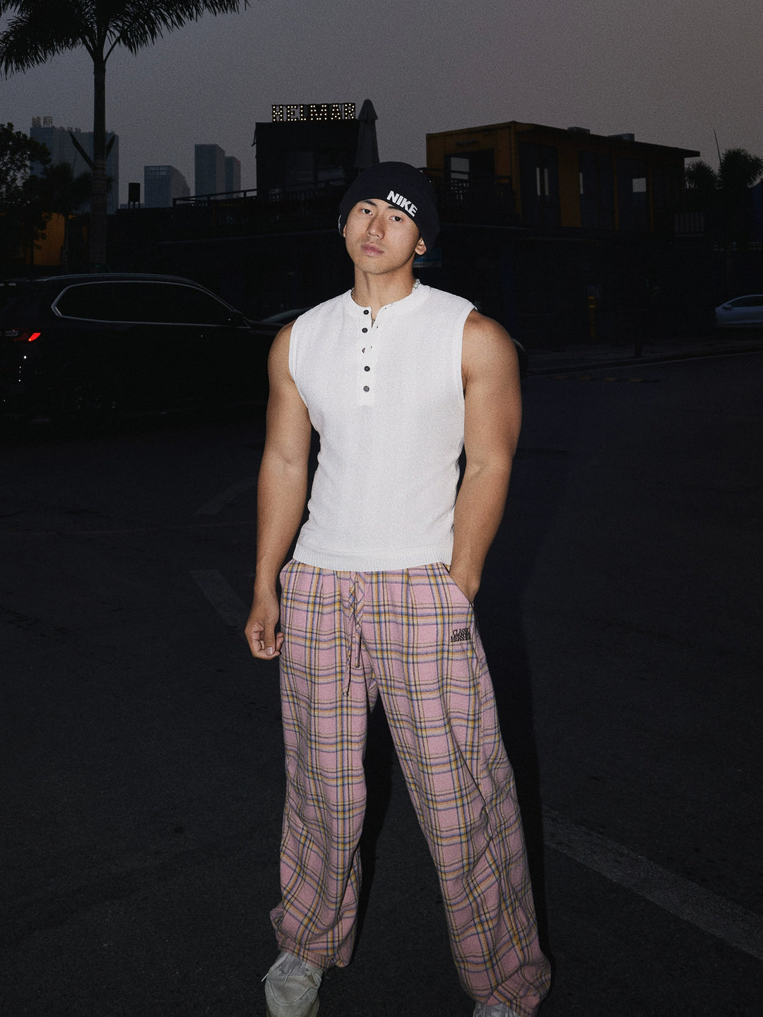 Henley Collar Sleeveless Knit Vest