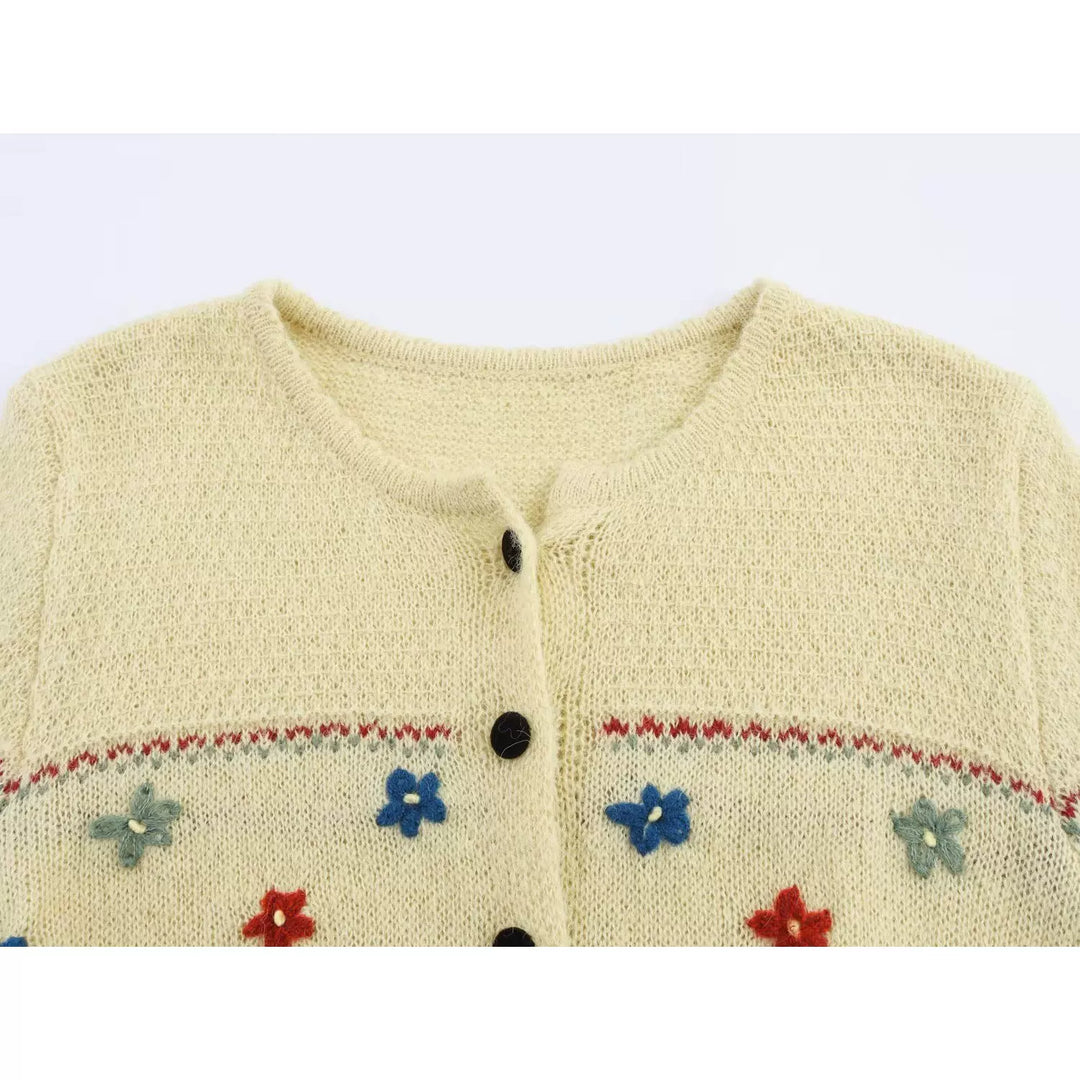 자수 꽃 루즈 니트 가디건