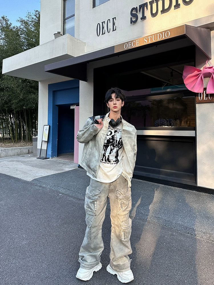 Relaxed Fit Retro Leather Motorcycle Jacket