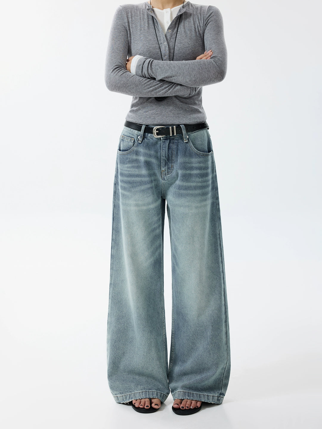 A-Line Wide-Leg Loose Jeans