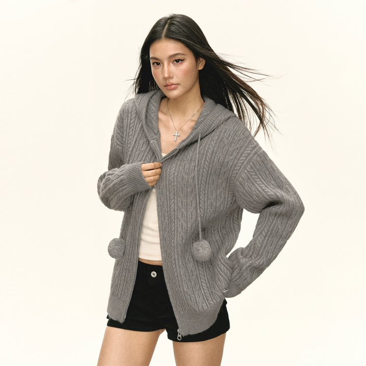 Knit Hooded Pullover Sweater