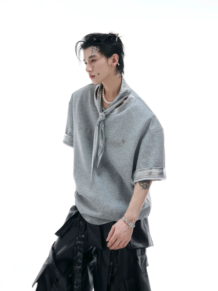 Metal Print Short Sleeve Pullover