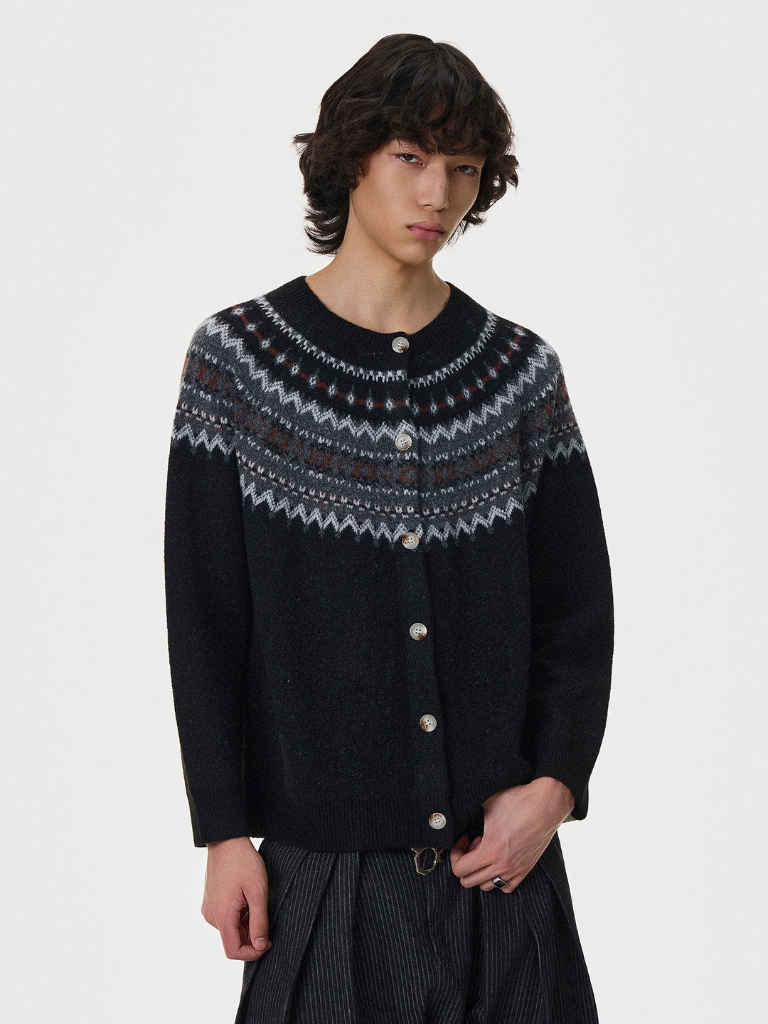 Fair Isle Knit Button Sweater