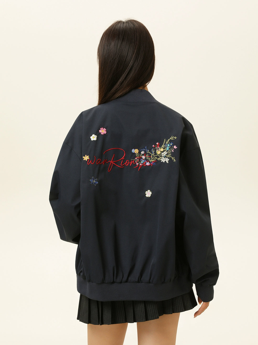Floral Letter Embroidered Pilot Jacket