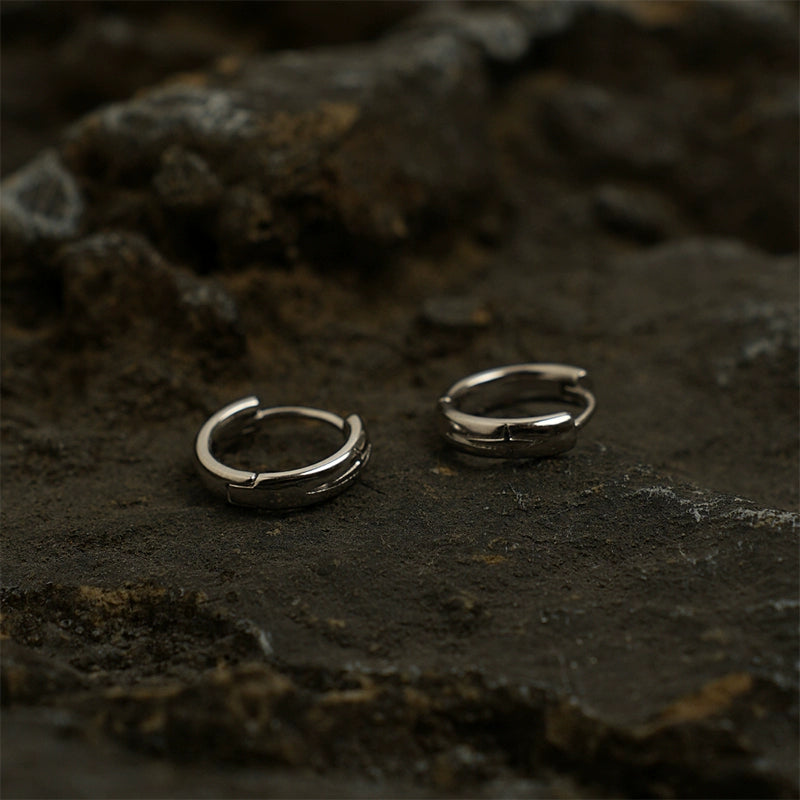 Sterling Silver Cross Hoop Earrings