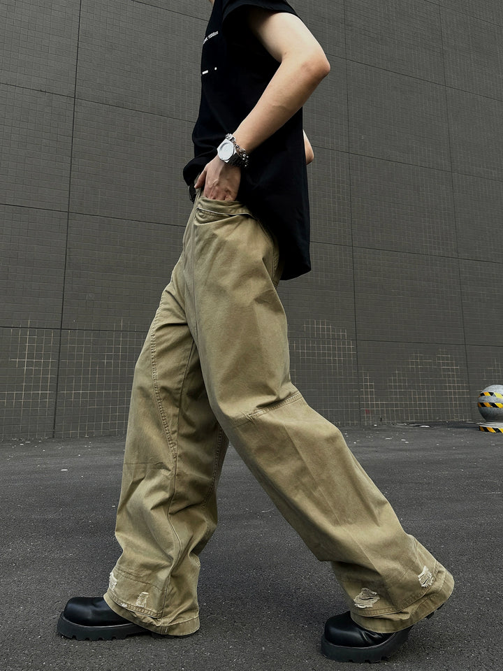 Washed Ripped Loose Fit Cargo Pants