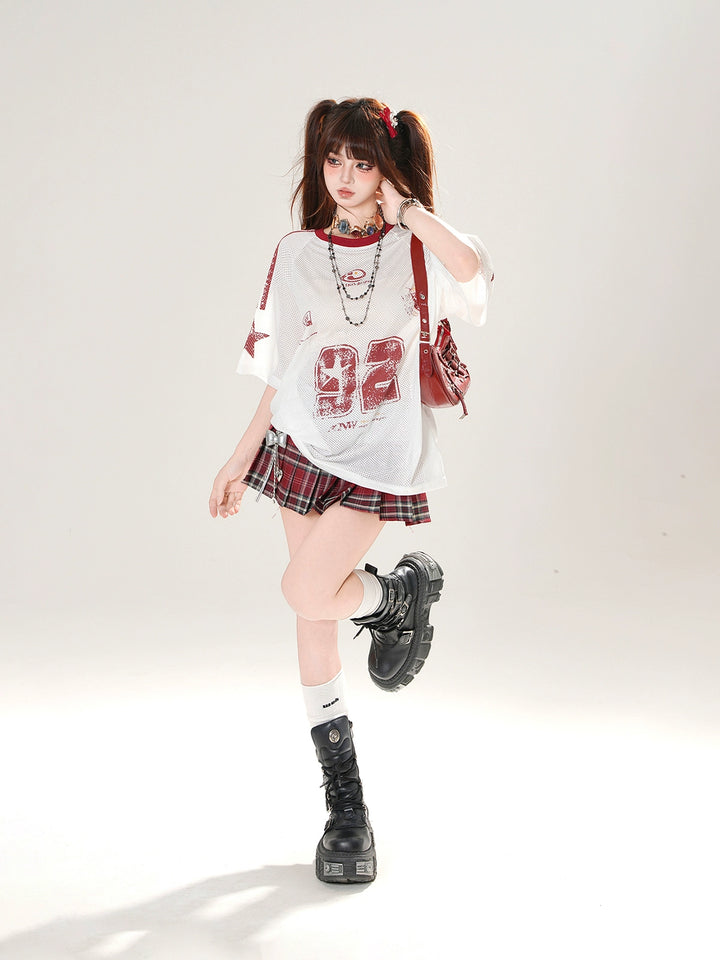 Mesh Short Sleeve Loose Athletic Top