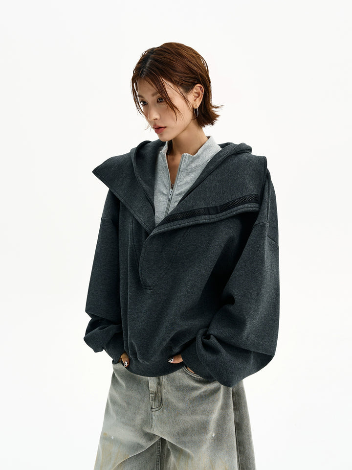 Oversized Hoge Kraag Hooded Sweatshirt