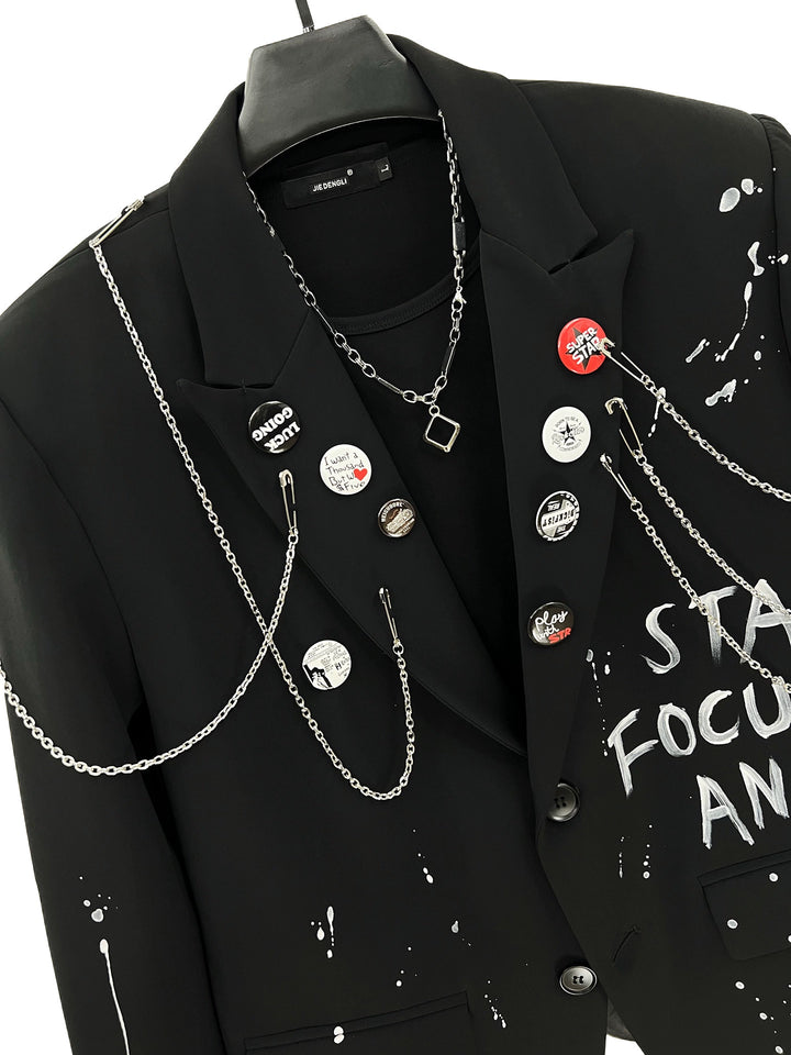 Graffiti Chain Detail Loose Jacket