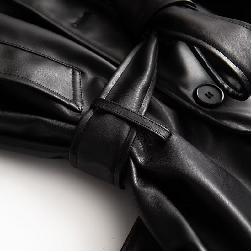 Long Leather Trench Coat