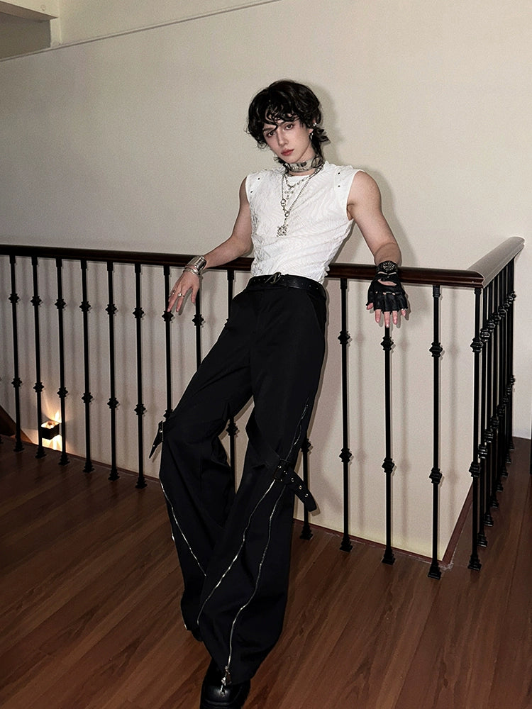 Textured Sleeveless High Street Fashion Vest