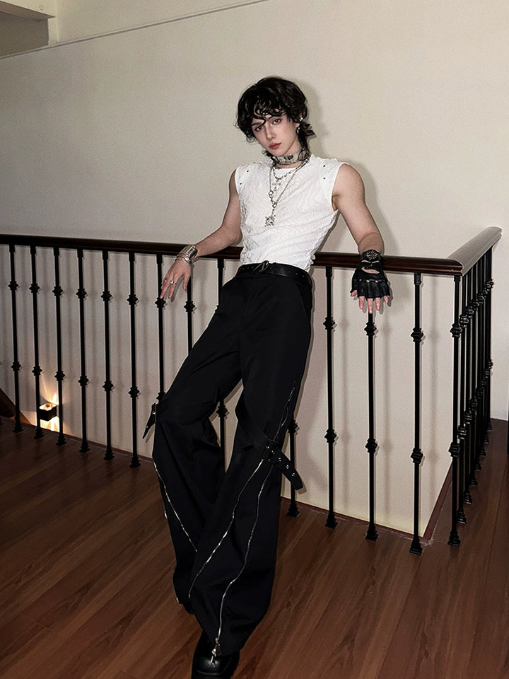 Textured Sleeveless High Street Fashion Vest