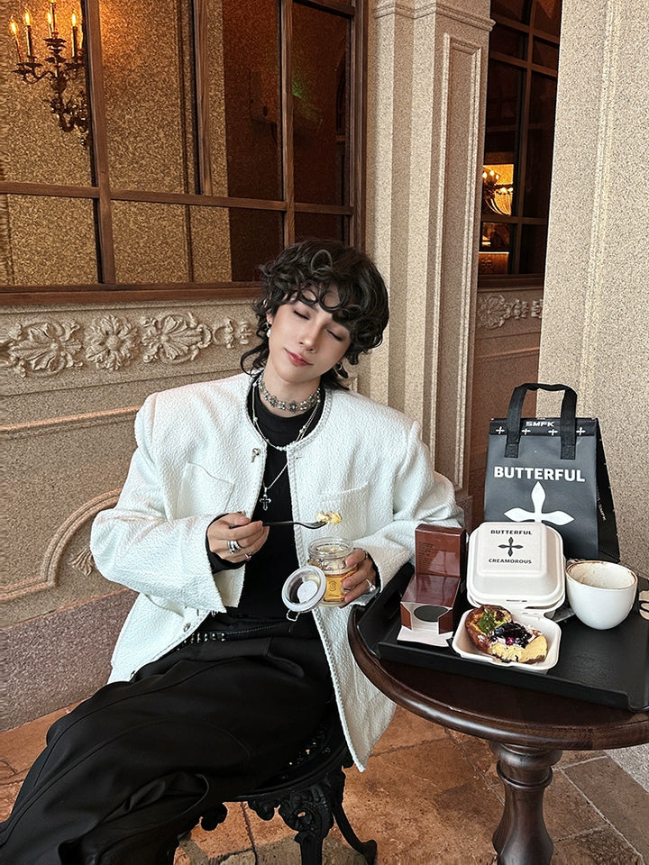 Textured Loose Fit Button-Up Jacket